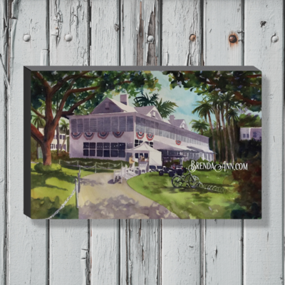 Harry S. Truman Little White House Watercolor Print - 1.25" Deep Canvas Gallery Wrapped Key West Florida Keys Beach House Art