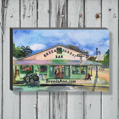 Key West Art - Green Parrot Bar Canvas Gallery Wrapped Print