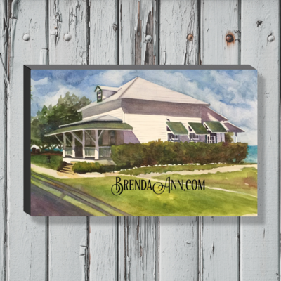 Pigeon Key Guest Cottage Watercolor Print - 1.25" Deep Canvas Gallery Wrapped Marathon Florida Keys Beach House Art Gift