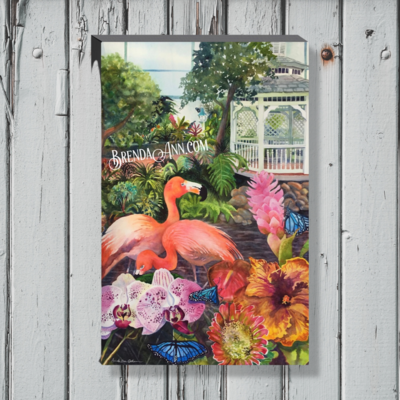 Key West Butterfly and Nature Conservatory Watercolor Print - 1.25&quot;Deep Canvas Gallery Wrapped Key West Florida Keys Art Gift