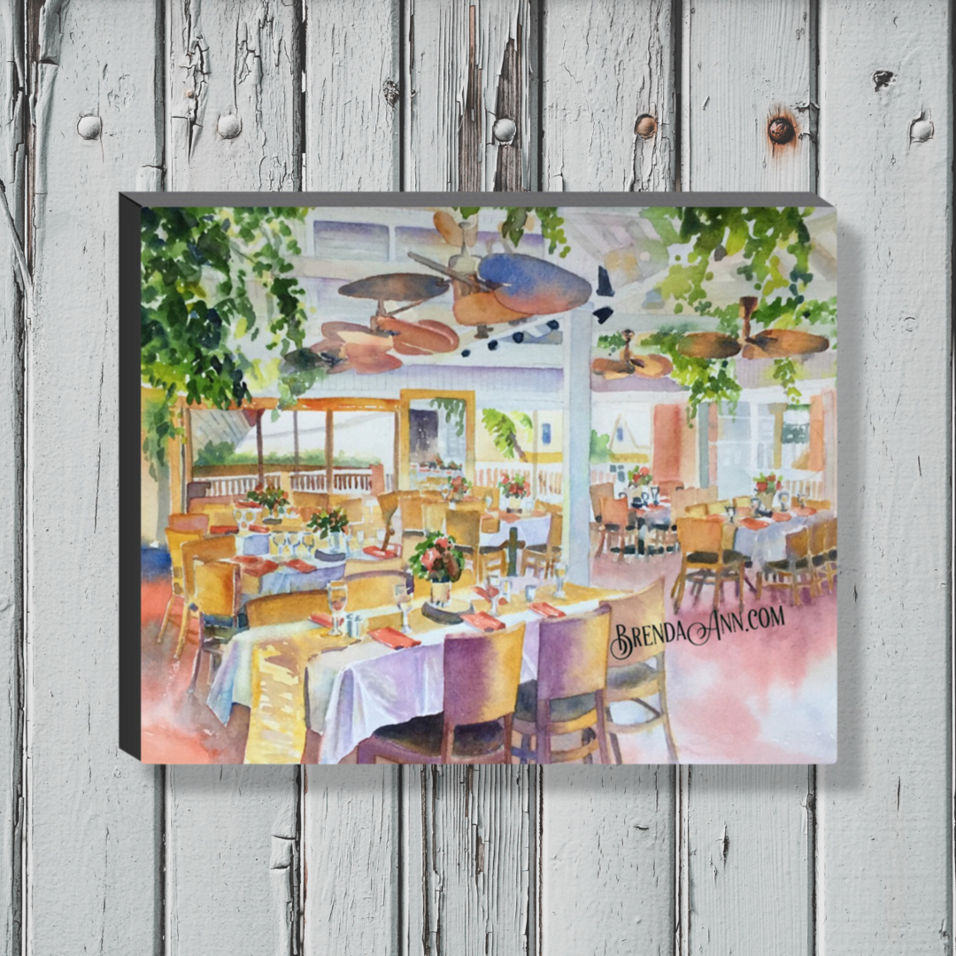 Key West Art - Rooftop Cafe Restaurant Canvas Gallery Wrapped Print 