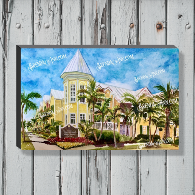 Southernmost Beach Resort Watercolor Print - 1.25&quot; Deep Canvas Gallery Wrapped Key West Florida Keys Beach House Art Gift