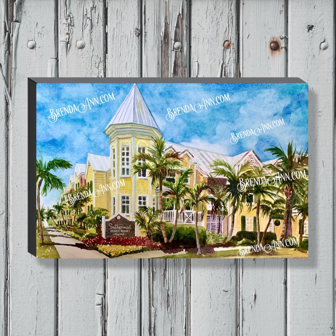 Key West Art - Southernmost Beach Resort Canvas Gallery Wrapped Print