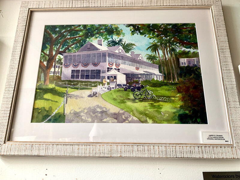Key West Art - Harry S. Truman Little White House FRAMED ORIGINAL Watercolor Painting