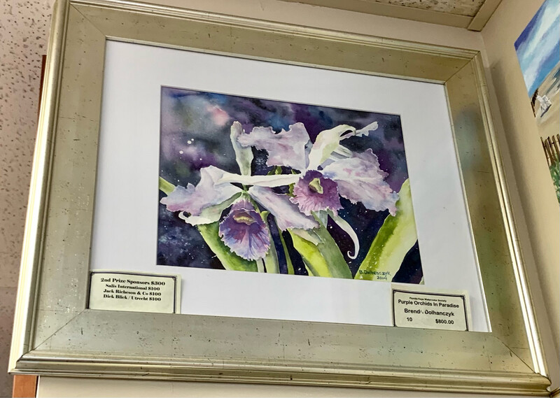 Tropical Flower Art - Purple Orchids in Paradise FRAMED ORIGINAL Watercolor Painting