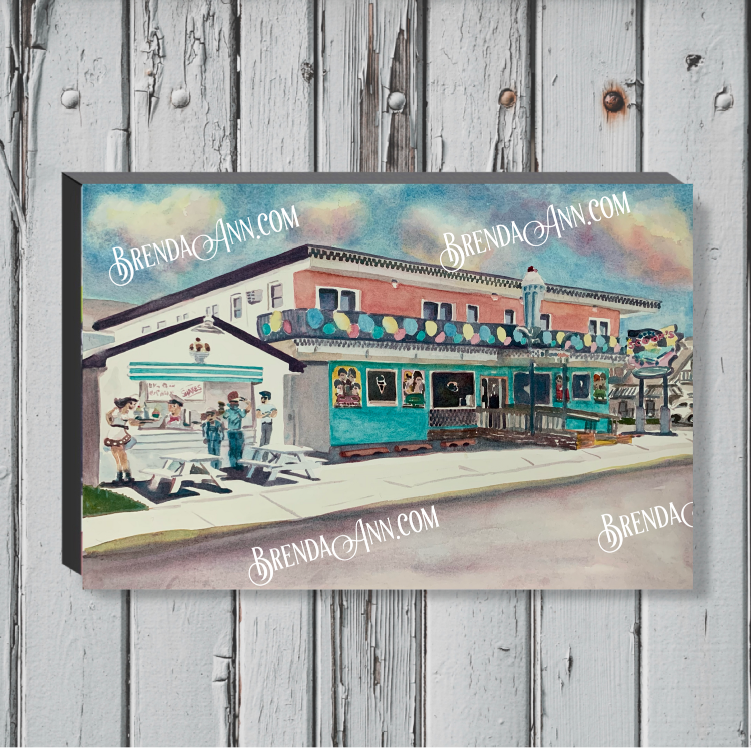 Wildwood Art - Cool Scoops Ice Cream Parlor Canvas Gallery Wrapped Print
