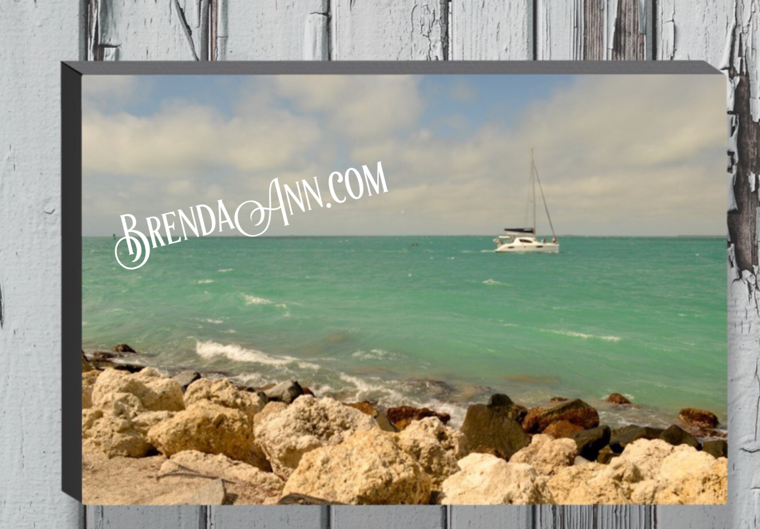 Key West Ocean Boat - Fort Zachary Taylor Canvas Gallery Wrapped Print - Fine Art Photography