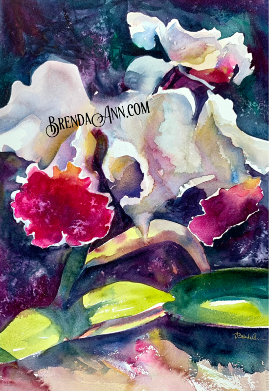 Tropical Flower Art - Pink Cattleya Orchid Watercolor Print