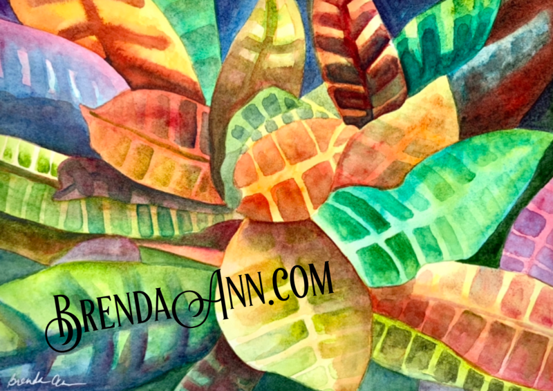 Tropical Foliage Art -  Abstract Croton Leaves Watercolor Print
