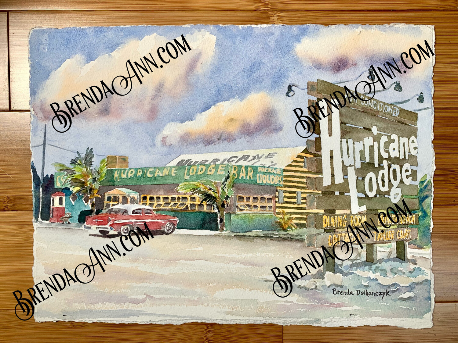 Key West Art - The Hurricane Lodge in Marathon UNFRAMED ORIGINAL Watercolor Painting