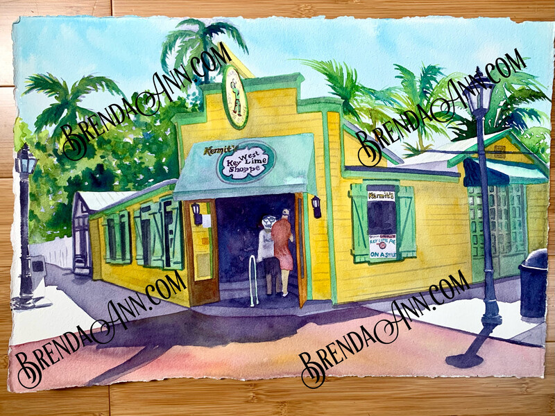 Key West Art - Kermit’s Key West Lime Shoppe UNFRAMED ORIGINAL Watercolor Painting