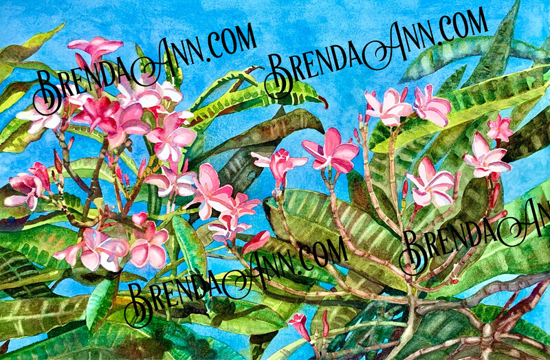 Tropical Flower Art - Pink Plumeria Watercolor Print