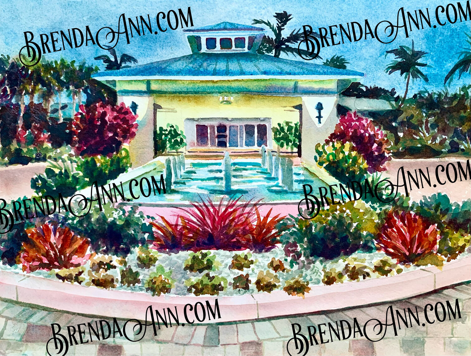 Islamorada Tropical Art - Islander Resort Watercolor Print