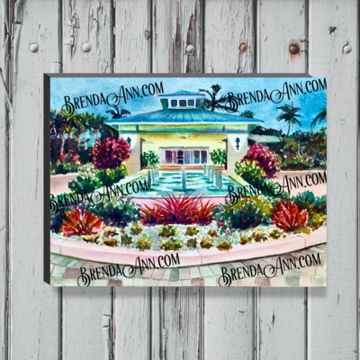 Islander Resort Watercolor Print - 1.25" Deep Canvas Gallery Wrapped Islamorada Florida Keys Beach House Art Gift