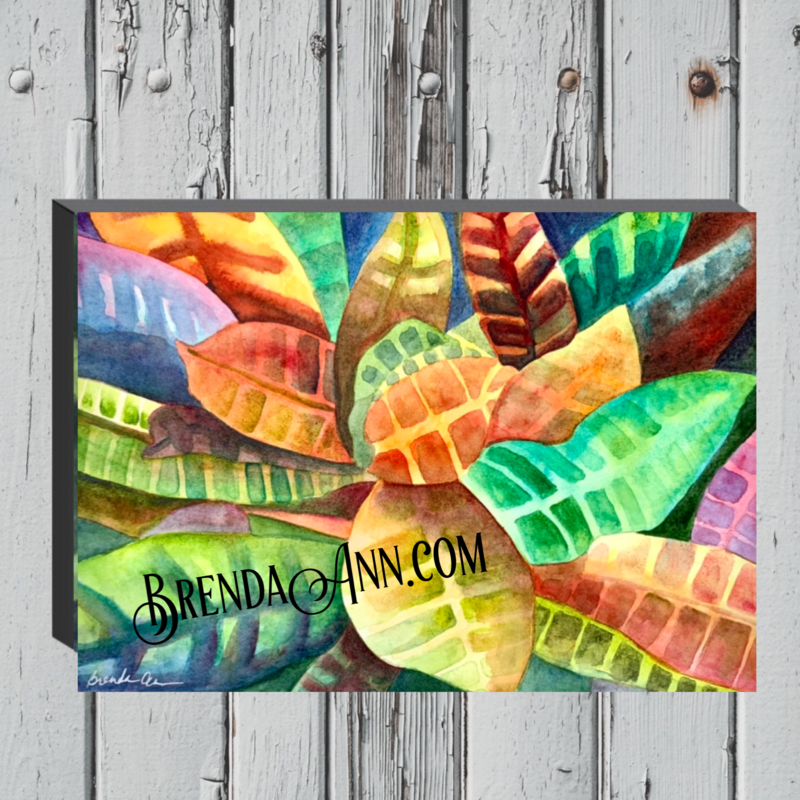 Tropical Foliage Art - Abstract Croton Leaves Canvas Gallery Wrapped Print