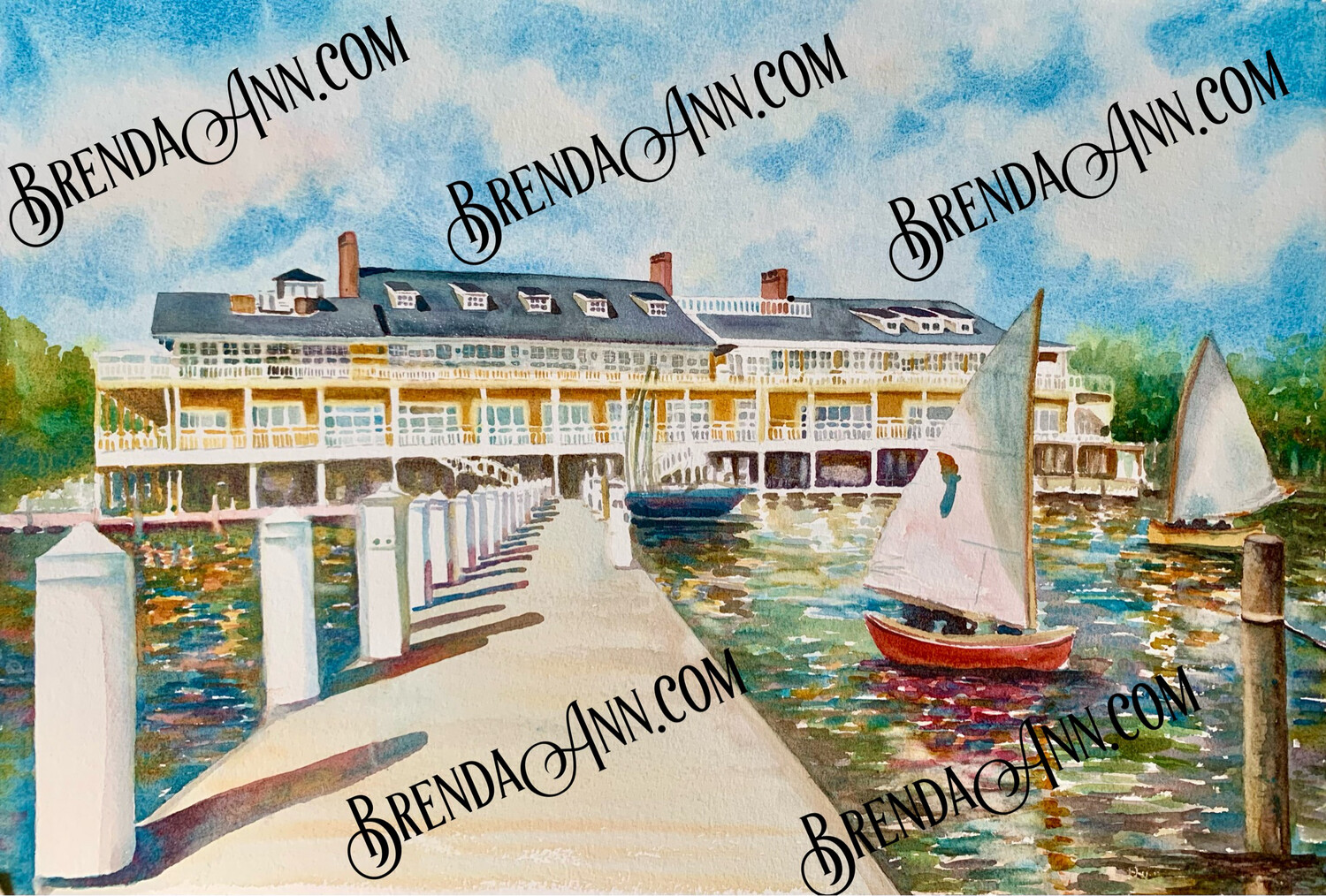 Bay Head Yacht Club Watercolor Print