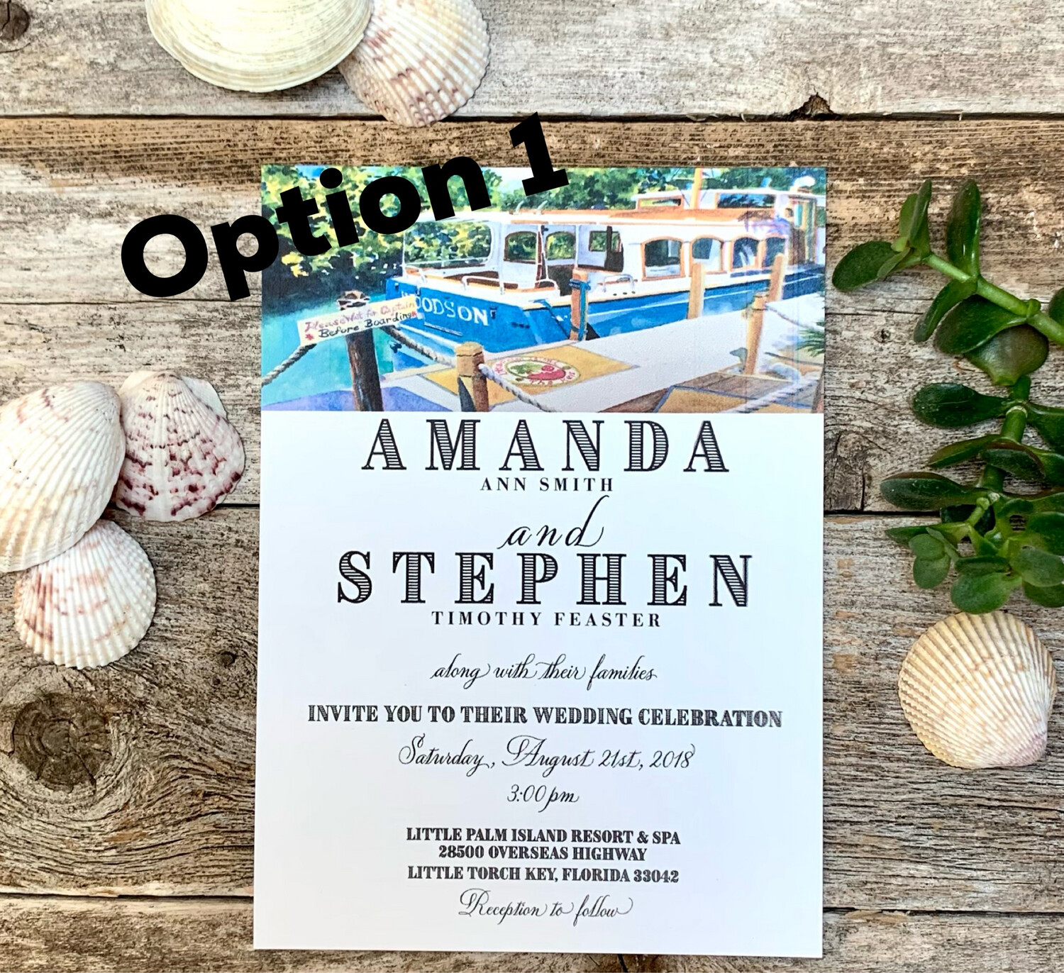 Set of 25 Little Palm Island Resort & Spa Florida Keys Watercolor Wedding Invitations