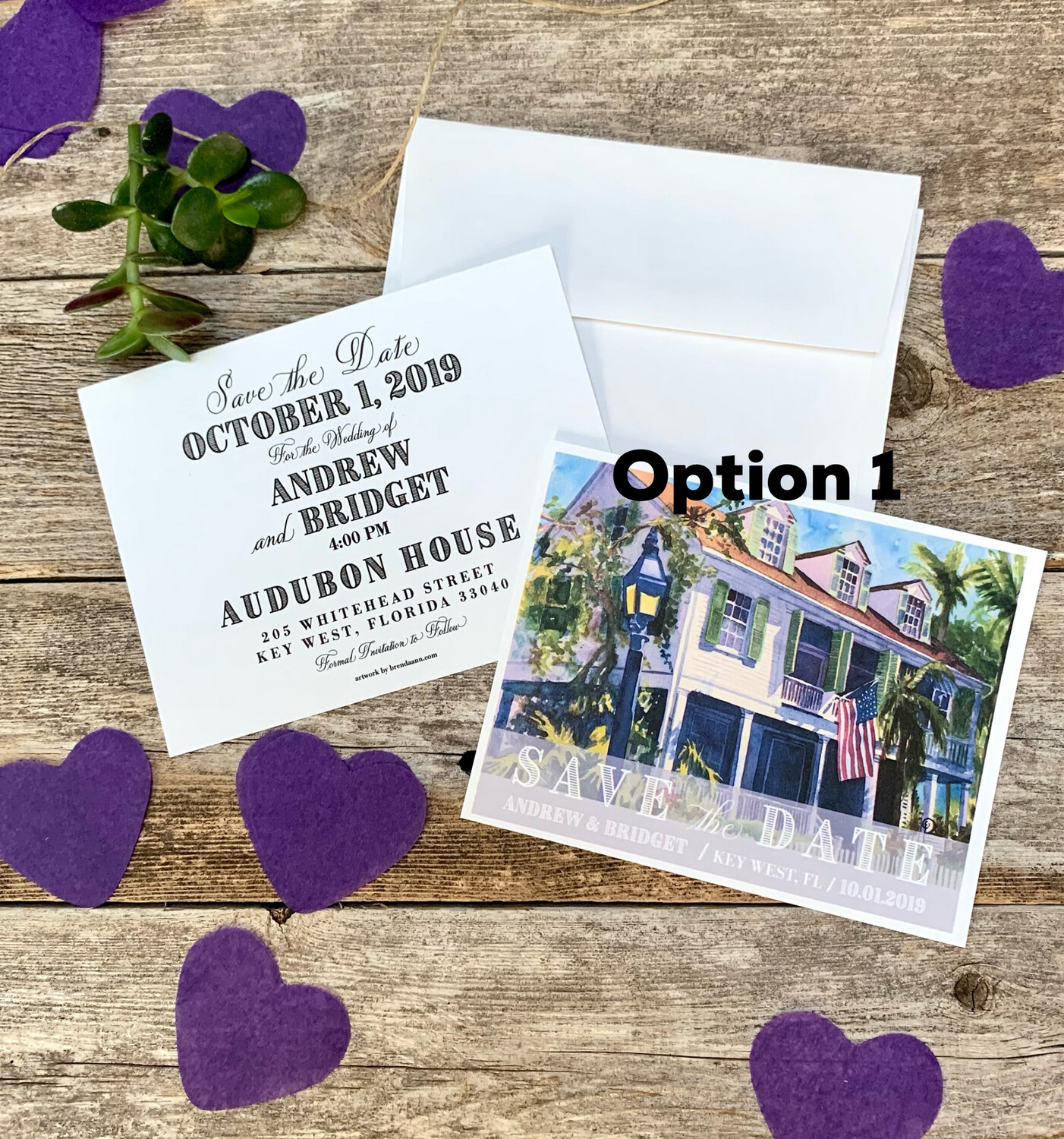 Audubon House Key West Watercolor Wedding Save the Date Cards