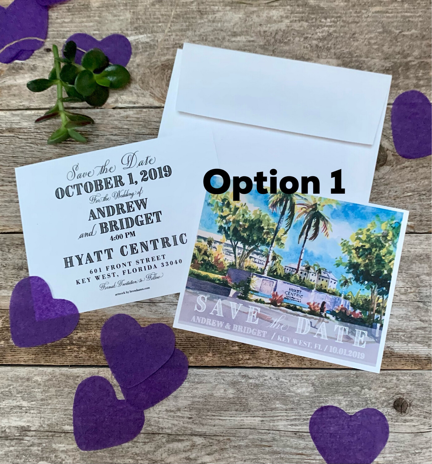 Hyatt Centric Key West Watercolor Wedding Save the Date Cards