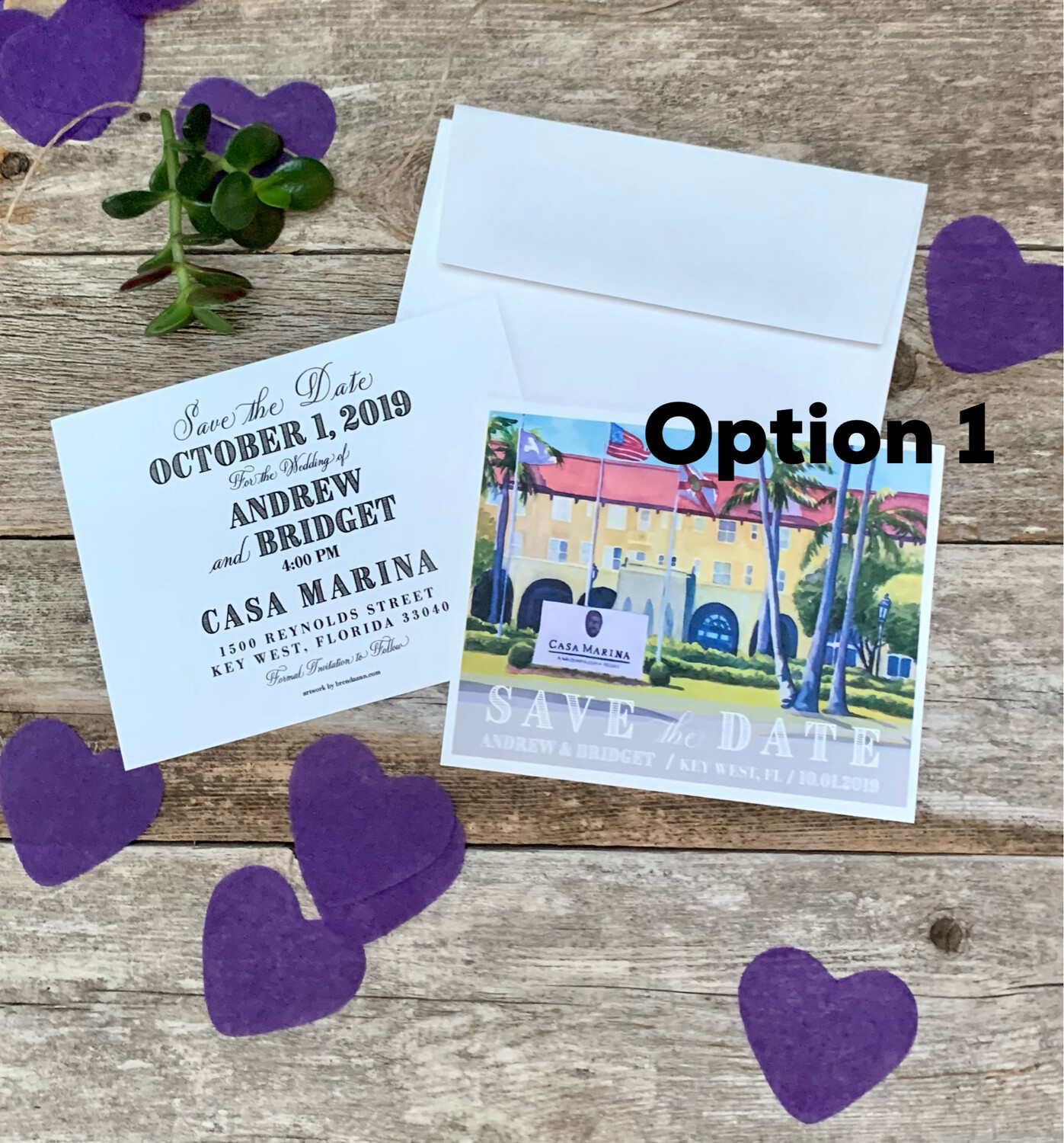 Casa Marina Key West Watercolor Wedding Save the Date Cards