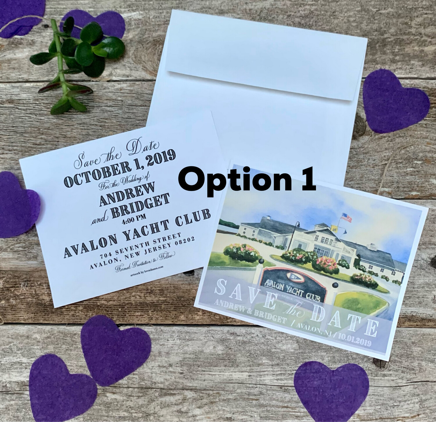 Avalon Yacht Club Avalon NJ Watercolor Wedding Save the Date Cards