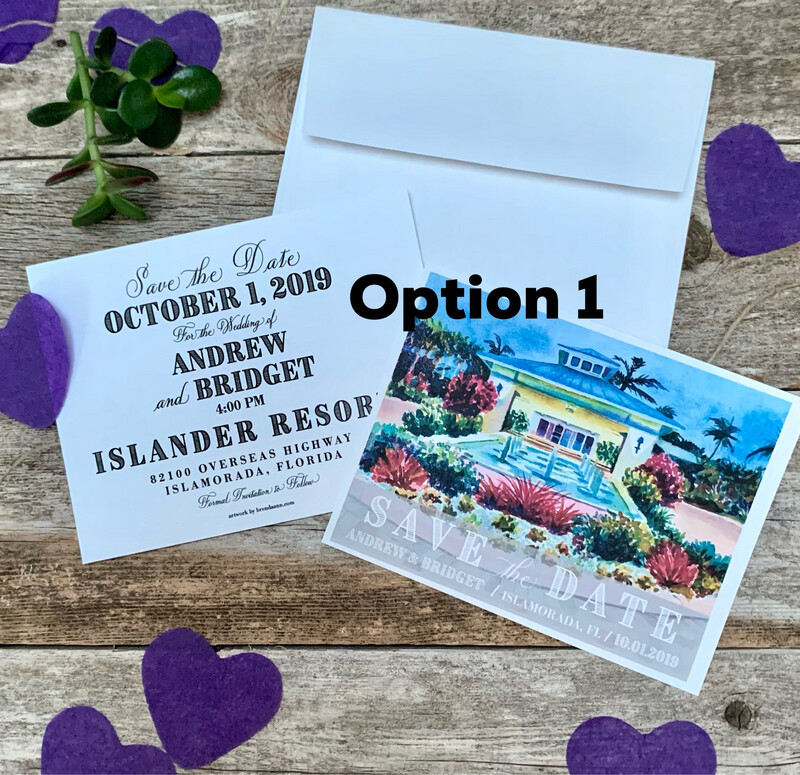 Islander Resort Islamorada FL Watercolor Wedding Save the Date Cards