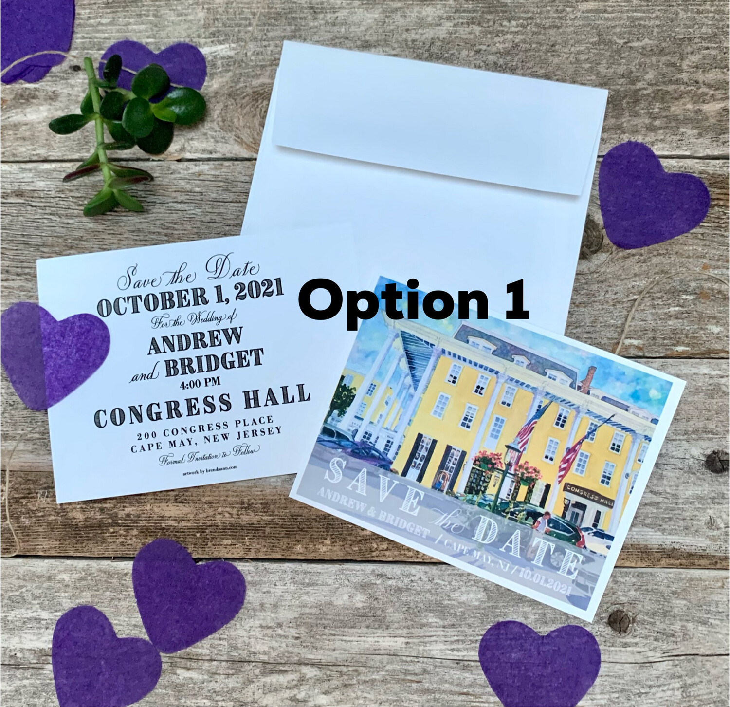 Congress Hall Cape May NJ Watercolor Wedding Save the Date Cards