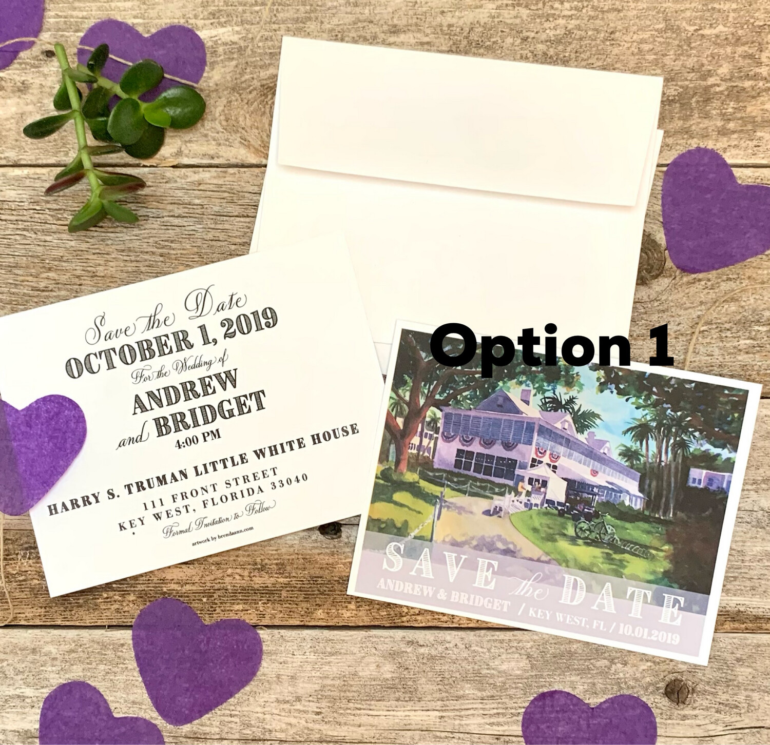Truman Little White House Key West Watercolor Wedding Save the Date Cards