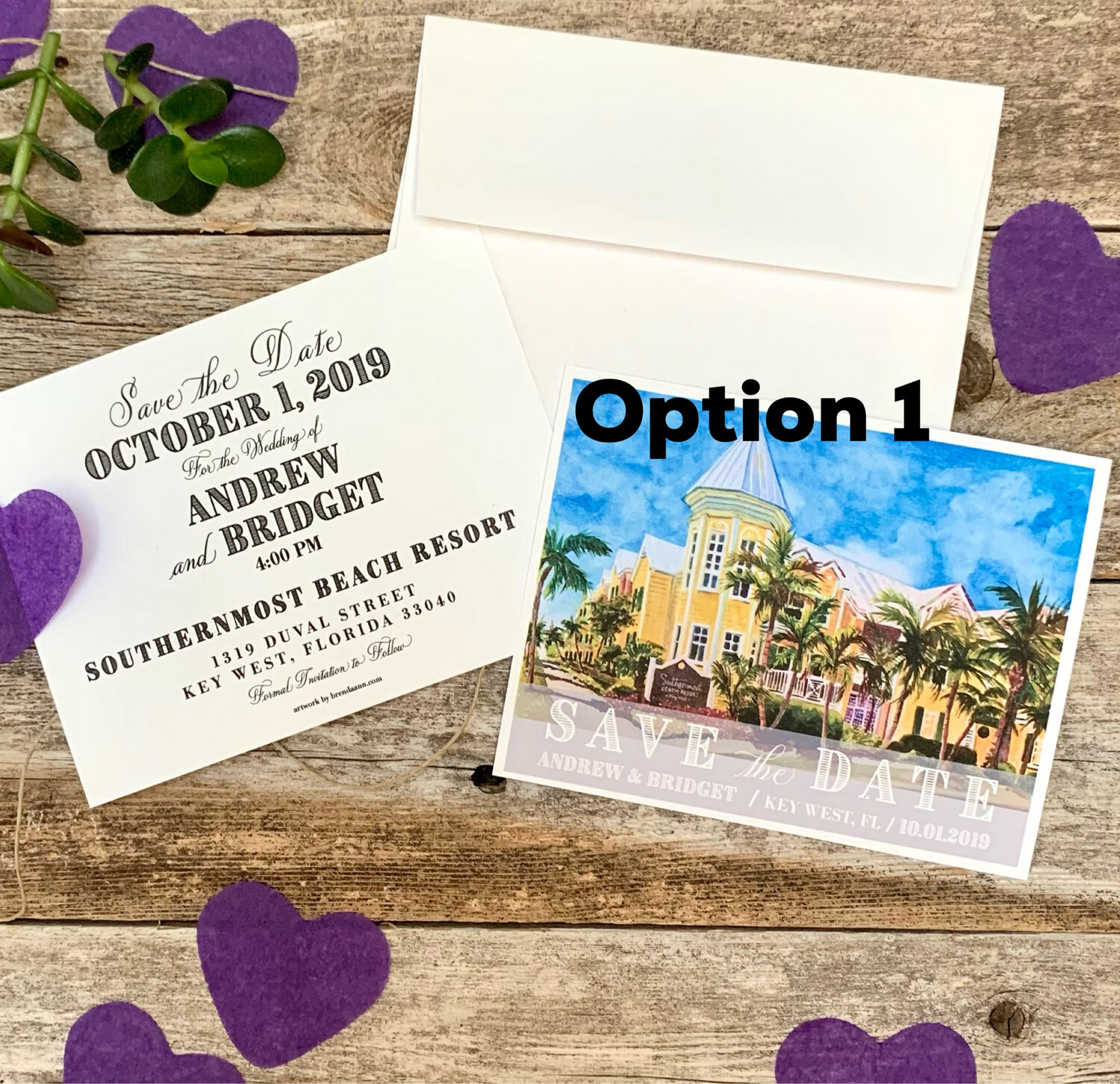 The Southernmost Beach Resort 
Key West Watercolor Wedding Save the Date Cards