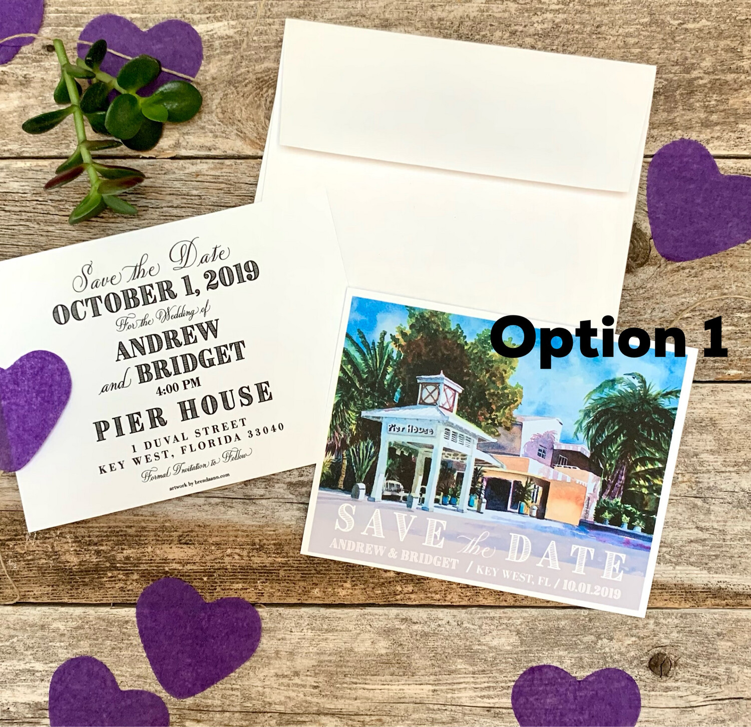 Pier House Resort & Spa Key West Watercolor Wedding Save the Date Cards