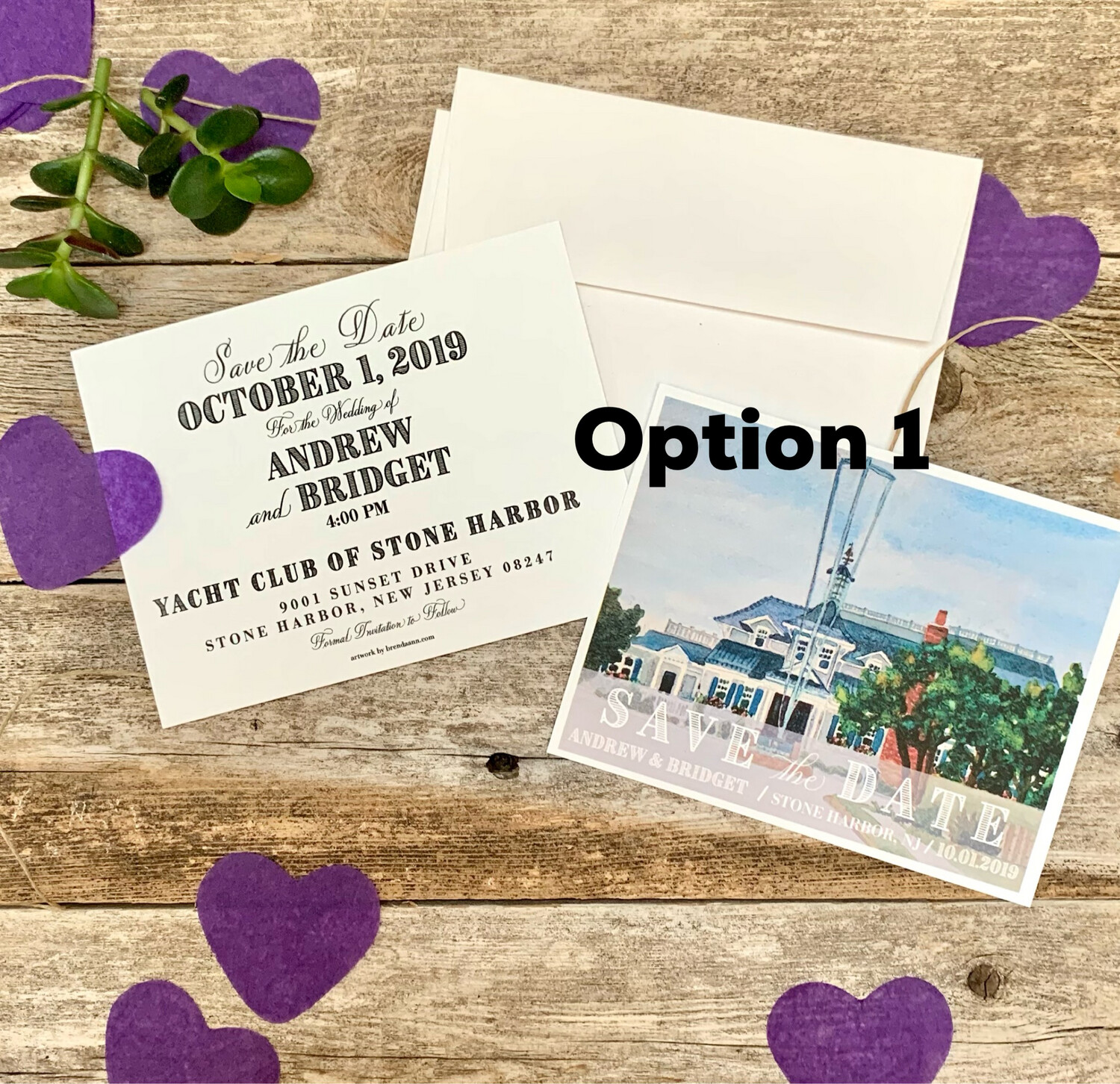 Yacht Club of Stone Harbor NJ Watercolor Wedding Save the Date Cards