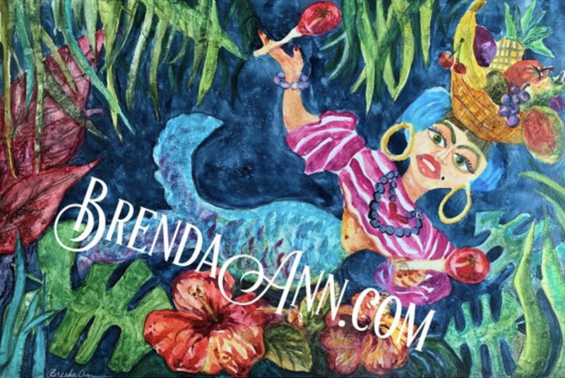 Key West Tropical Art - Whimsical Mermaid Watercolor Print