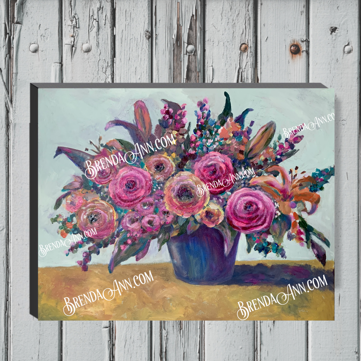 Flower Art - Bountiful Vase Canvas Gallery Wrapped Print