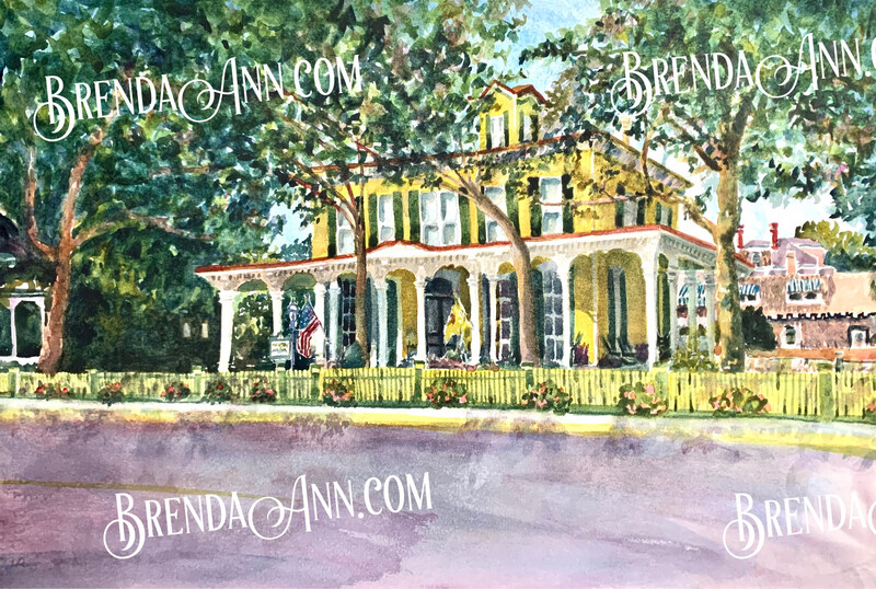 Cape May Art - The Mainstay Inn Bed & Breakfast Watercolor Print