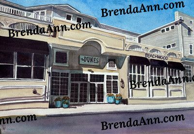 Sea Isle City NJ Beachwood + Breakwaters at Dunes Watercolor Print