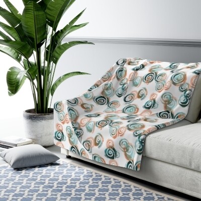 Aqua Swirls Sherpa Fleece Blanket - Ultra Soft and Cozy Throw Blanket