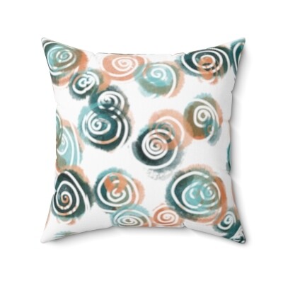 Aqua Swirls Spun Polyester Square Pillow