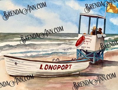 Longport NJ Lifeguard Boat Watercolor Print