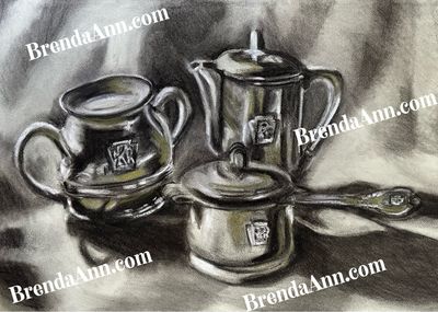 Railroad Art - PRR Pennsylvania Railroad Tea Set Charcoal Print