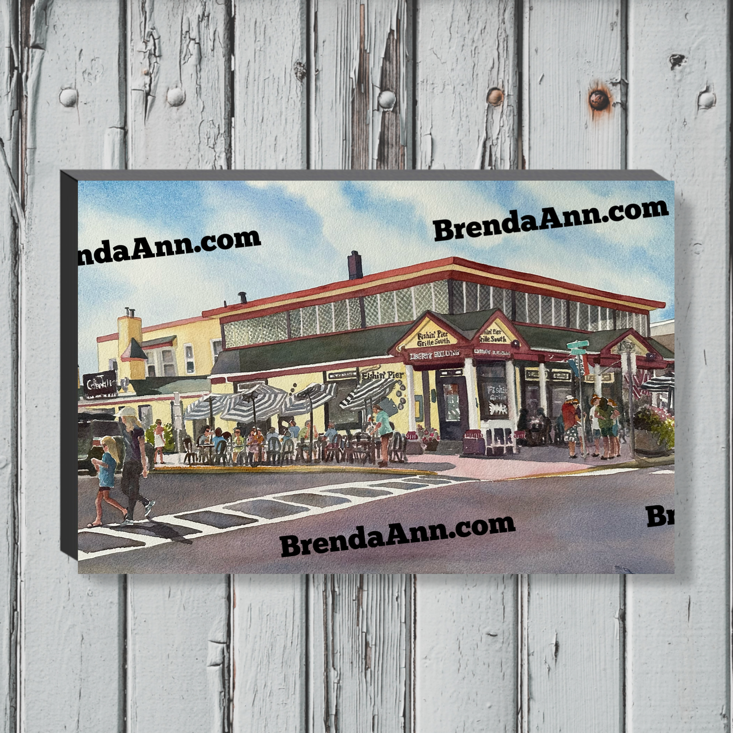 Stone Harbor Art - Fishin’ Pier Grille South Canvas Gallery Wrapped Print