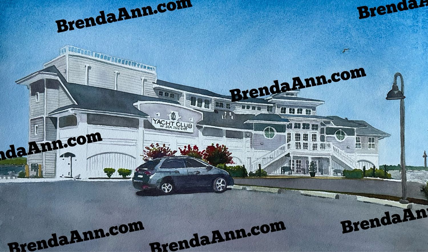 Sea Isle City NJ Art - Yacht Club of Sea Isle City UNFRAMED ORIGINAL Watercolor Painting