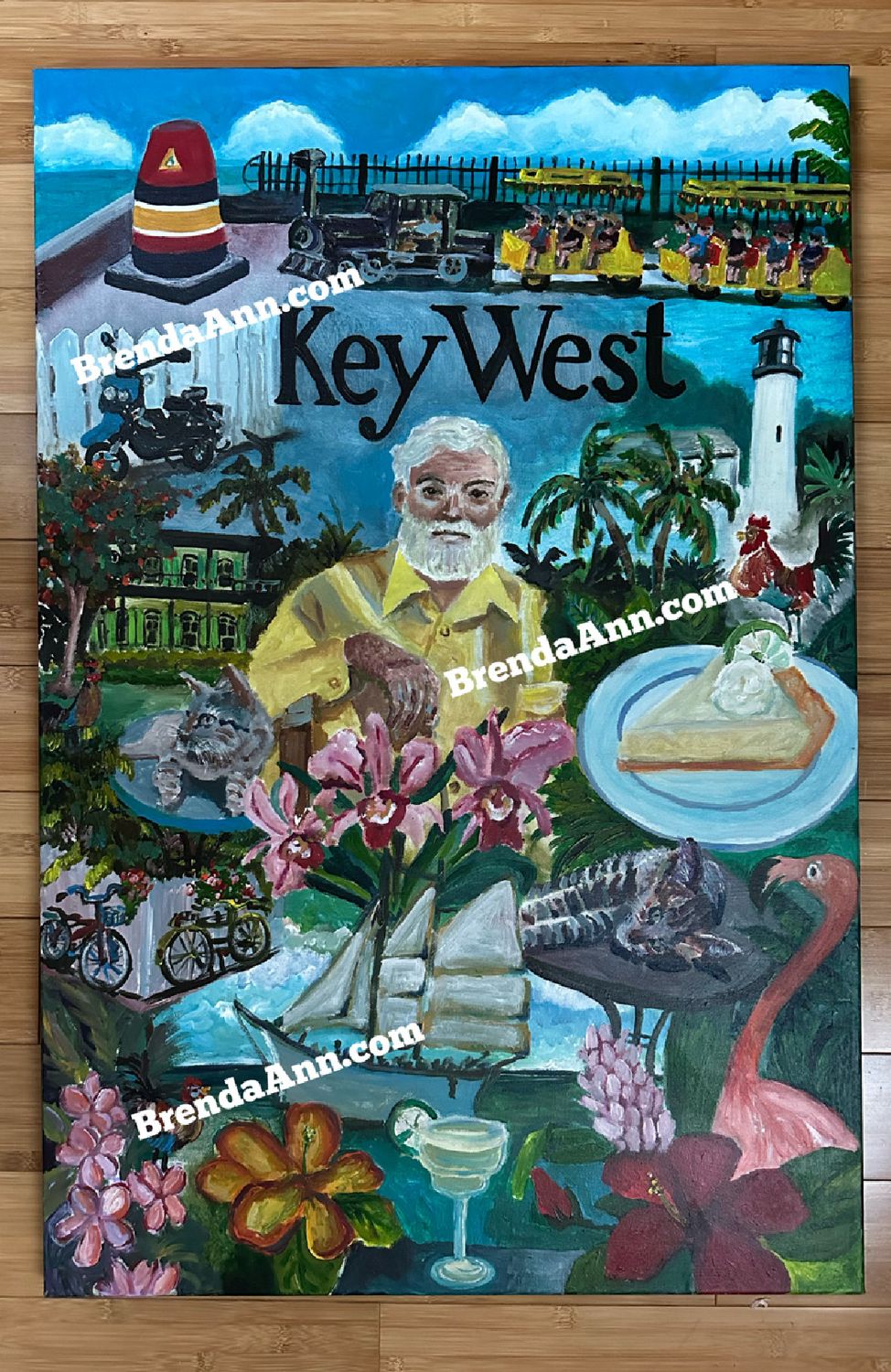 Key West Canvas Art - UNFRAMED ORIGINAL Acrylic Painting - No Frame Required