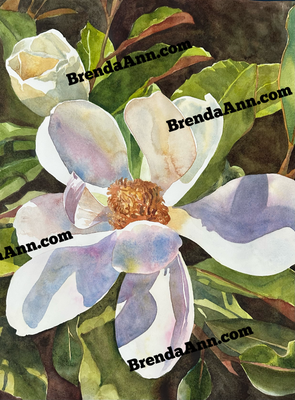Magnolia Dreams Watercolor Painting - Botanical Floral UNFRAMED ORIGINAL Wall Art