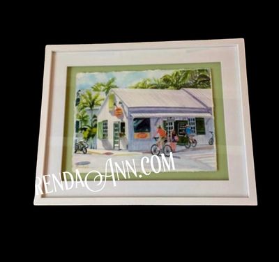 Key West Art - Old Town Bakery FRAMED ORIGINAL Watercolor Painting