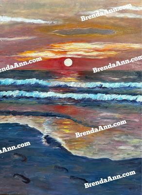 Oil Painting Art - Stone Harbor Sunrise Beach Print