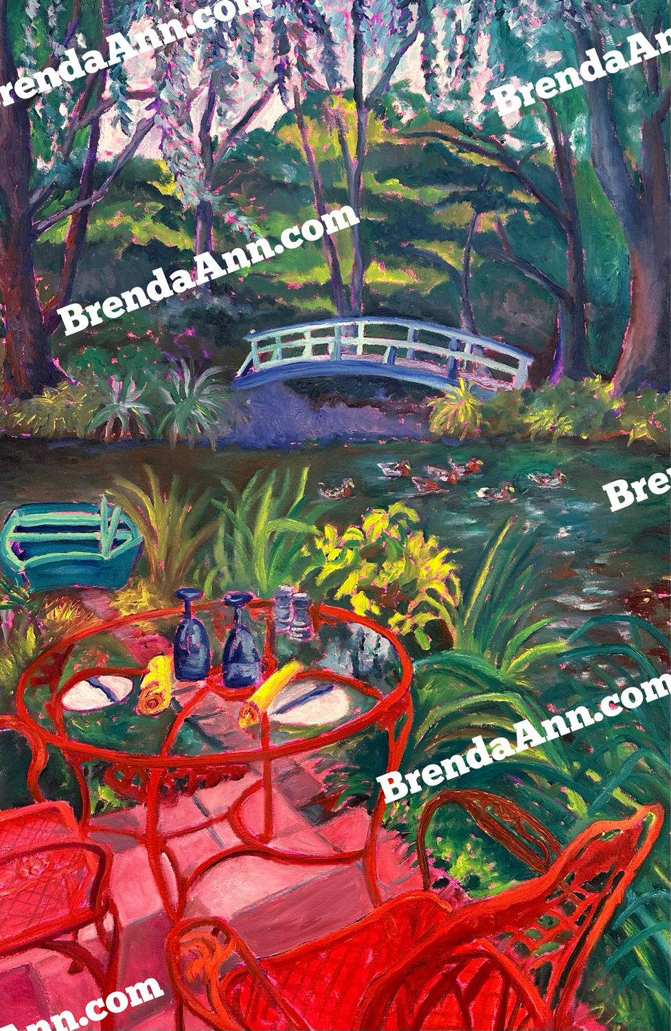 Oil Painting Art - Grounds For Sculpture Monet’s Bridge At Rat’s Restaurant Print