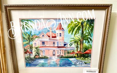 Key West Art - The Southernmost House Hotel FRAMED ORIGINAL Watercolor Painting