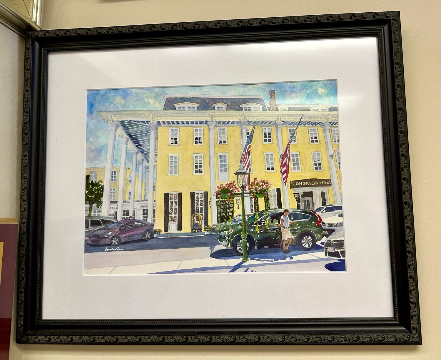 Cape May Art - Congress Hall FRAMED ORIGINAL Watercolor Painting