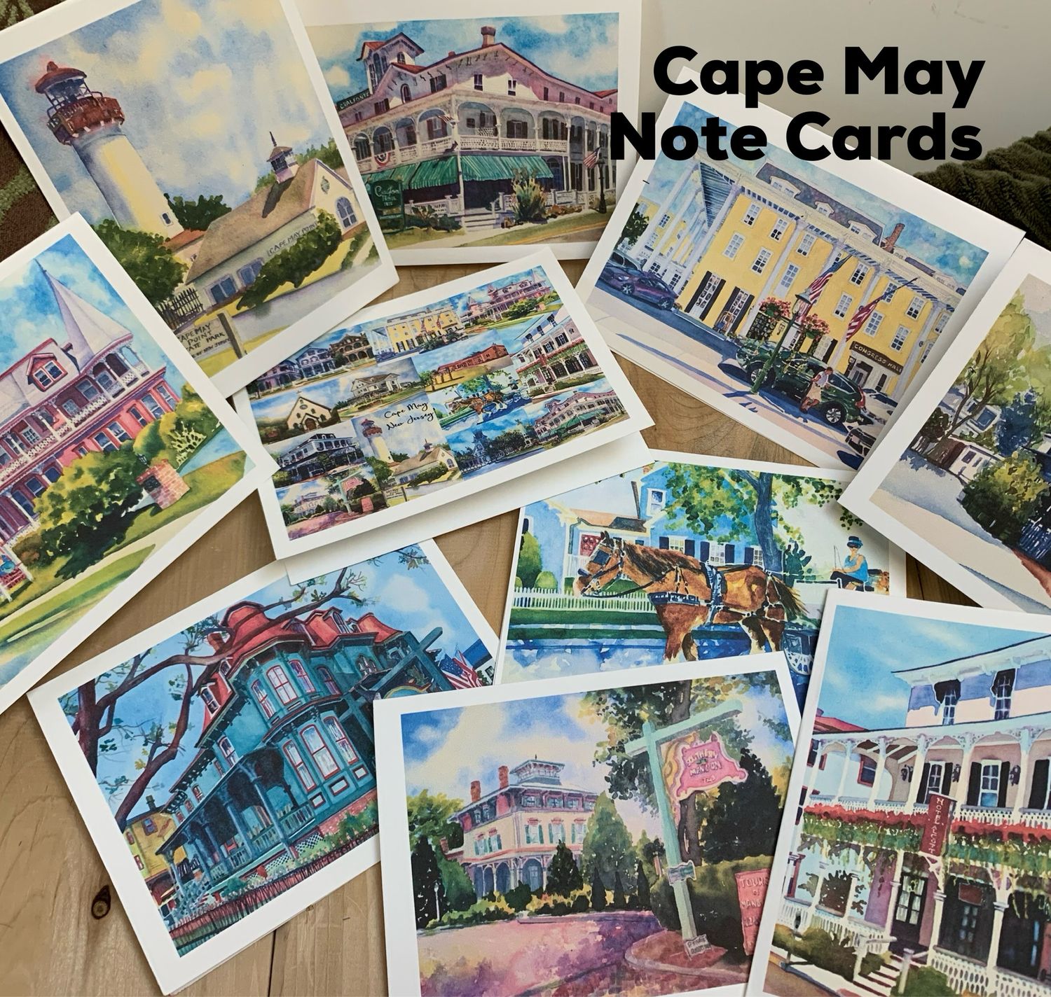 Cape May NJ Watercolor Note Cards - Set Of 10