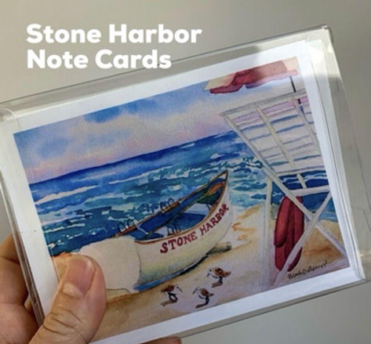 Stone Harbor NJ Watercolor Note Cards - Set Of 10